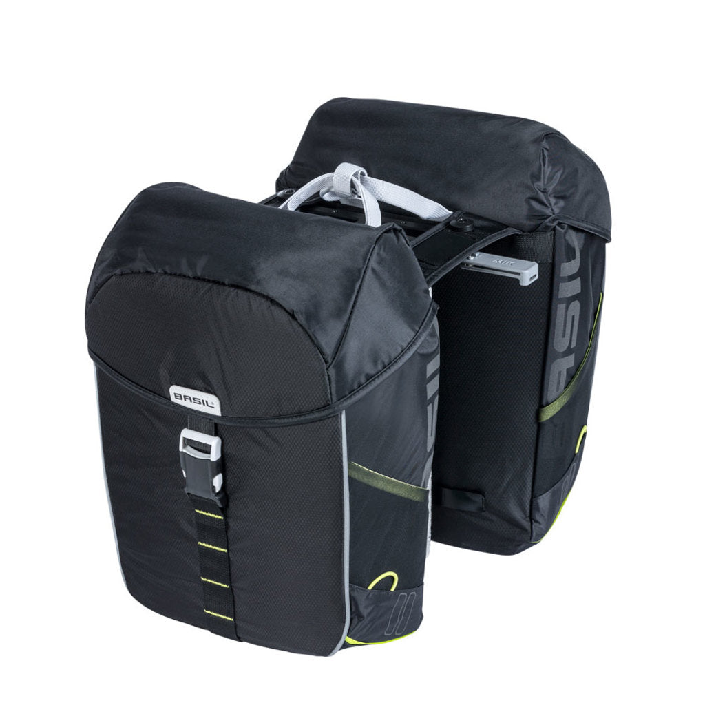 Dubbele-Fietstas-Basil-Miles-MIK-Black-Lime-34-Liter Dubbele-Fietstas-Basil-Miles-MIK-Black-Lime-34-Liter